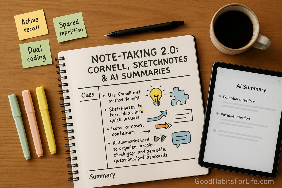 NoteTaking 2.0: Cornell, Sketchnotes, and AI Summaries