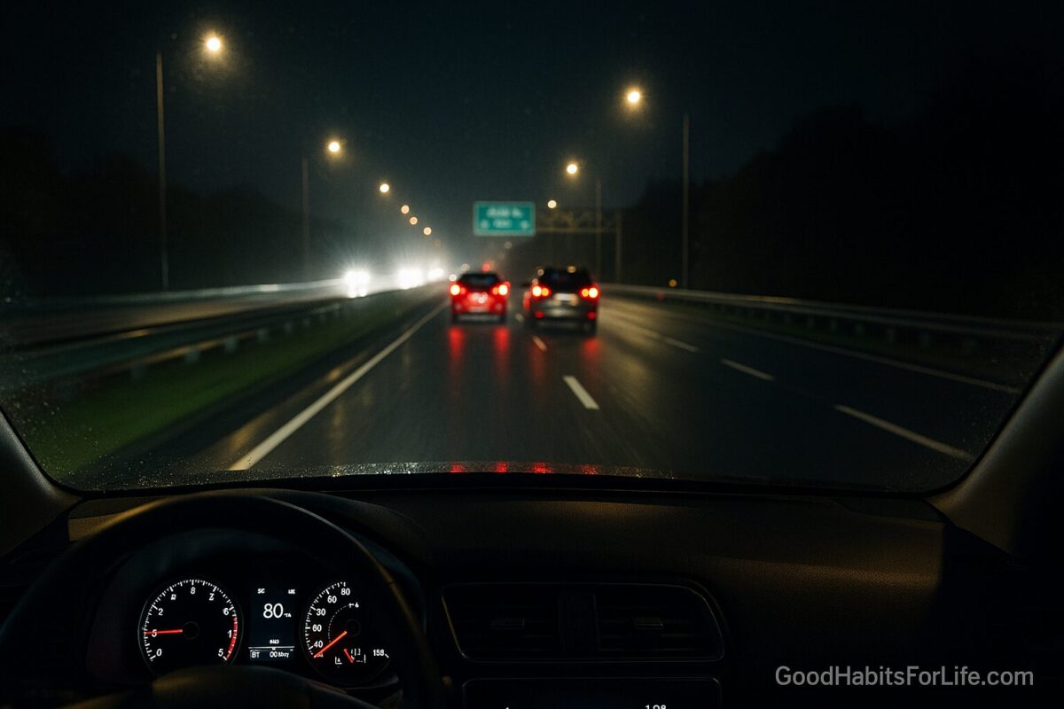 Night Highway Driving: Glare, Speed, and Spacing