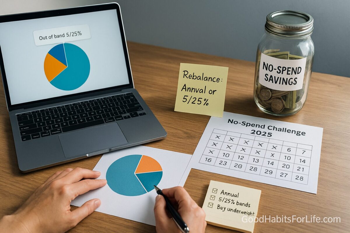 Rebalancing Rule: Once a Year or 5/25% Bands: No-Spend Challenge (2025)